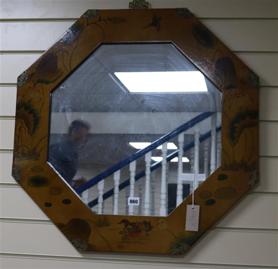 An Oriental octagonal wall mirror, W.70cm